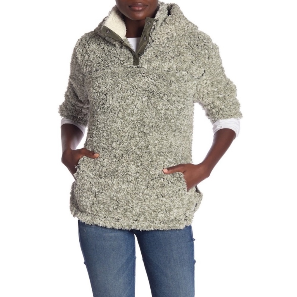 CoffeeShop | Vegan Sherpa Fuzzy Pocket Pullover